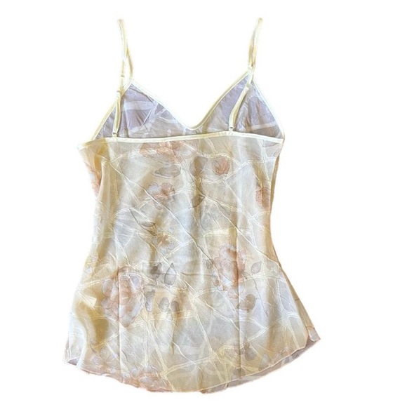 goodness gracious >.< | gorgeous Y2K beige floral mesh tank *see through - Picture 2 of 2